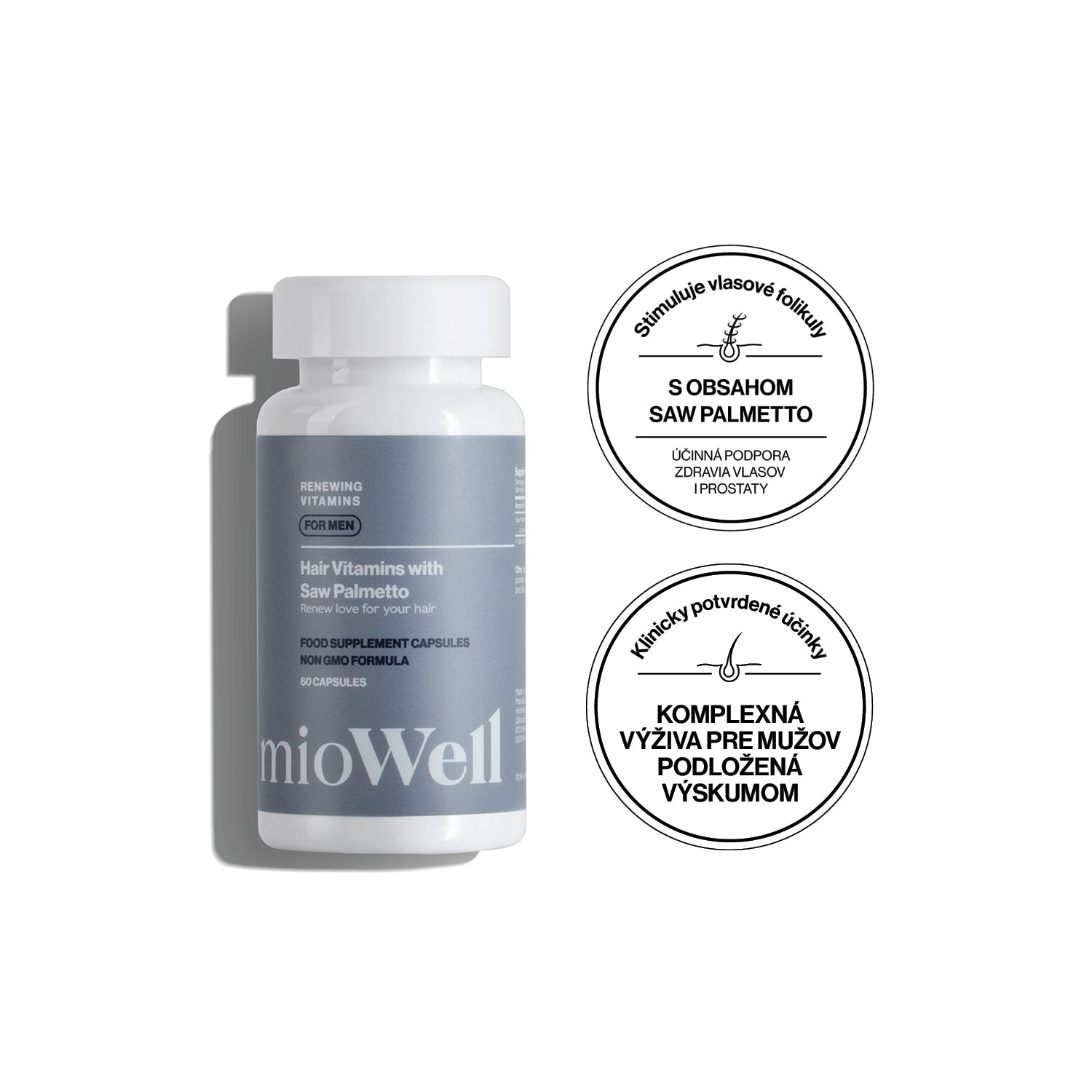 Vitamíny proti vypadávaniu vlasov so Saw Palmetto mioWell