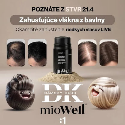 Zahusťujúce vlákna z bavlny pre riedke vlasy mioWell 12g