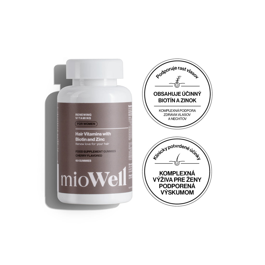 Vitamíny na podporu rastu vlasov s Biotínom mioWell