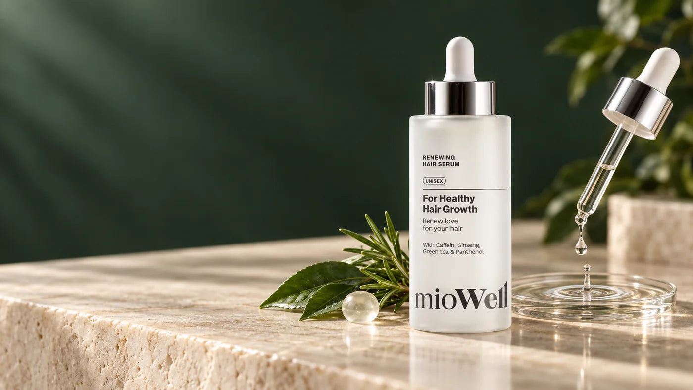 Renewing sérum mioWell na kamennom podstavci